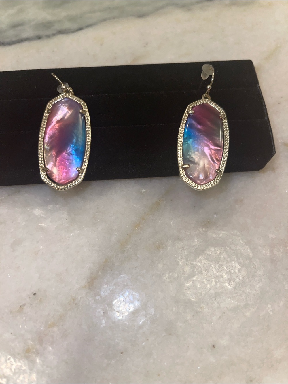 Kendra Scott Iridescent Pink Blue Purple Mother-of-Pearl Drop Earrings